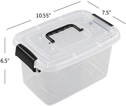 5 Quart Clear Storage Bin, Latching Box Container, 6 Packs