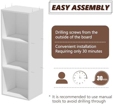 Wooden 3 Cube Storage Organizer, 3 Tier Storage Cubes Storage Display Cubby, Freestanding DIY Closet Shelving Unit for L