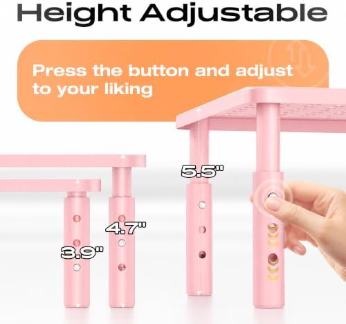 Computer Monitor Stand Riser for Desk, 3 Height Adjustable PC Laptop TV Desktop Monitor Stand Shelf, Metal Printer Table
