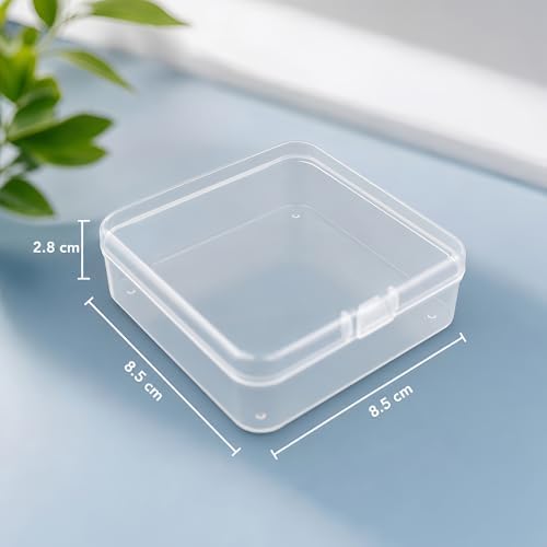 LJY 16 Clear Square Plastic Boxes, 3.3 x 3.3 x 1.1 in for Craft Kits