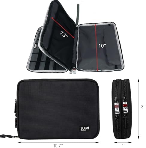 BUBM Double Layer Electronics Organizer/Travel Gadget Bag For Cables,Memory Cards,Flash Hard Drive and More,Fit For iPad