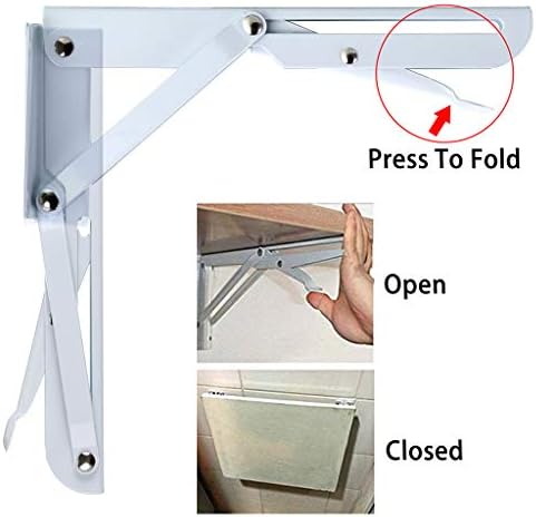 Sumnacon Sturdy Folding Shelf Brackets - Heavy Duty Metal Triangle Table Bench Folding Shelf Brackets, 2 Pcs Folding She