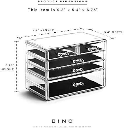 BINO THE MANHATTAN SERIES Acrylic Makeup Drawer Organizer-3 Large 2 Small Drawer | Clear Beauty Organizers and Storage| 