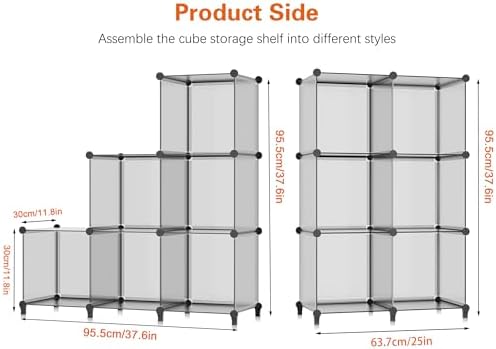 HOMIDEC 6 Light Grey Cube Storage Organizer, Modular Storage Shelf with Hammer, Cube Storage Bin Cabinet Closet Bookshel
