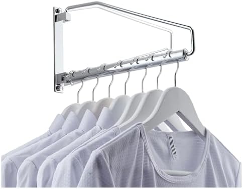 NEWRAIN Laundry Hanger, Wall Mounted Clothes Hanger with Swing Arm Holder Brass Hanging Drying Rack Space Saver,Chrome (Pack of 3)