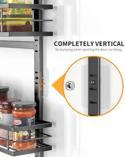 Moforoco 9-Tier Over The Door Pantry Organizer, Pantry Organization and Storage, Black Hanging Basket Wall Spice Rack Se