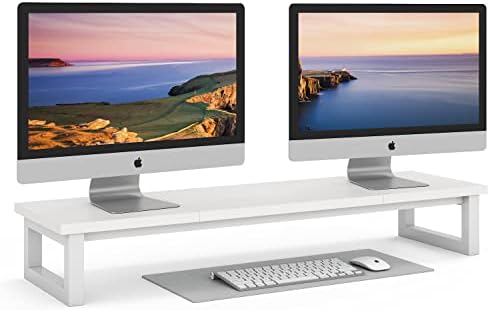 YAOHUOO Dual Monitor Stand Riser, 39Inch Large Monitor Stands for 2 Monitors, Computer Monitor Stand, Wooden Desktop Ora