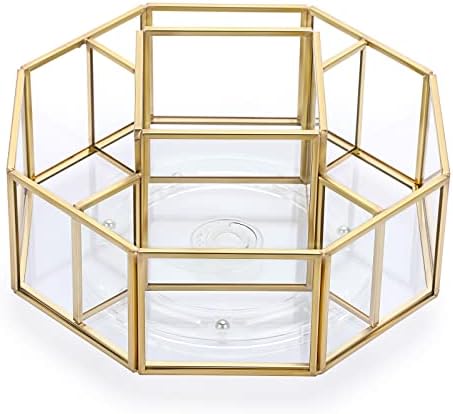 Hipiwe 360 Degree Rotating Glass Makeup Organizer with 5-Slot Vanity Holder