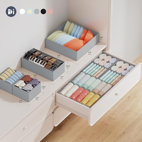 DIMJ Drawer Organizer Clothes Storage - 18 Pack Baby Dresser Organizer for Nursery, Foldable Closet Drawer Organizer Bins for Bedroom Organization, Fabric Storage Dividers for Socks, Underwears, Bras