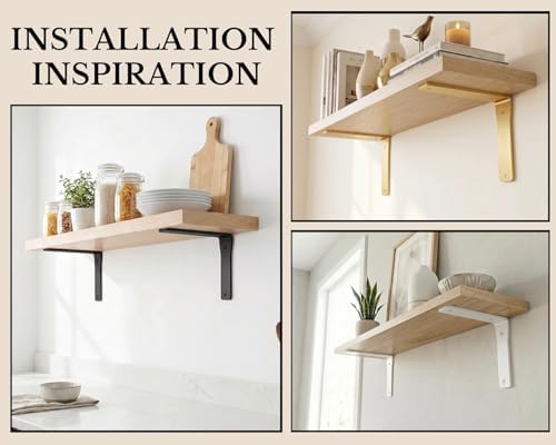 4 Pack Heavy Duty White Shelf Brackets 12 Inch by Balin Designs – Decorative L Bracket for Shelves, Metal Shelf Support 