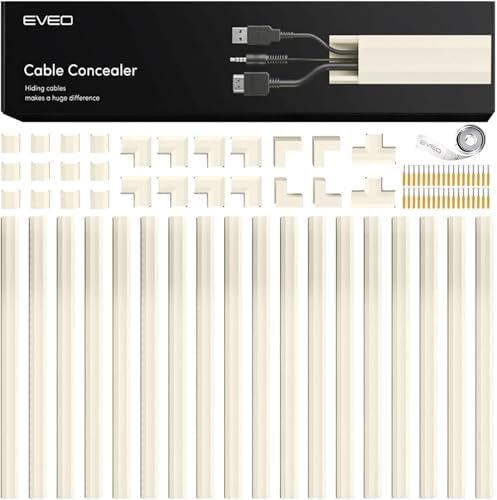 EVEO Cord Hider - 300” Cord Cover Wall Cable Hider, Cable Concealer, Wire Hiders for TV on Wall. Cable Management, Cord 