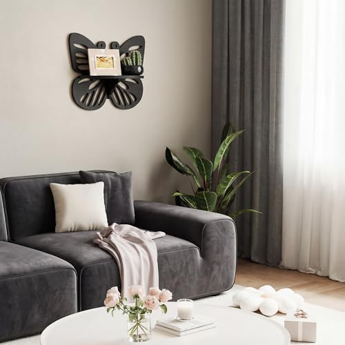 Butterfly Shaped Nursery Wall Deor Floating Shelf, Cute Wall Display Rack for Kid’s Room, Small Decorative Shelf Wall Mo