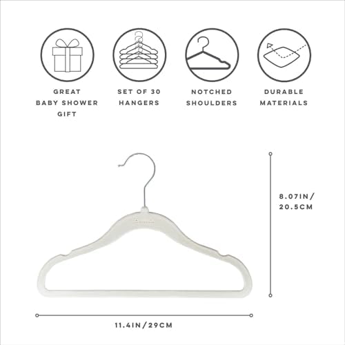 3 Sprouts Velvet Baby Hangers, Non Slip Slim, Green, 30 Pack