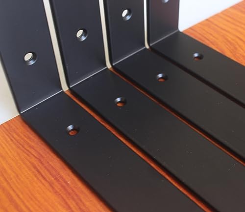 32 Pack - L 10" x H 6" x W1.5, 5mm Thick Black L Shelf Bracket, Iron Shelf Brackets, Metal Shelf Brackets, Floating Shel