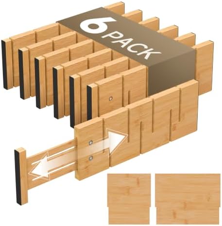 Deep Drawer Dividers For Clothes,Expandable Drawer Organizer (6, Short)