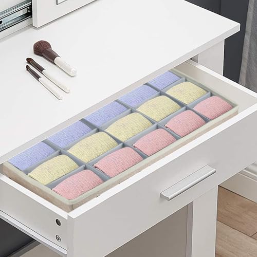 Lukeline Belt Organizer for Closet, Tie Storage Organizer Bins with 15 Compartments Drawer Organizer, Linen Closet Organ