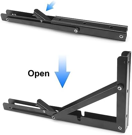 3 Pairs 6 Pack 12 Inch Folding Shelf Brackets,Metal Collapsible Folding Shelf Bracket for Bench, Heavy Duty Folding Shel
