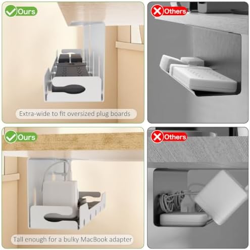 KEEGH Under Desk Cable Management Tray 16 in, Cable Organizer Tray, White
