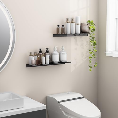 Danpoo 20 inch Long Metal Floating Shelves for Wall Organizer & Storage, Display Shelves for Bathroom, Living Room, Kitc