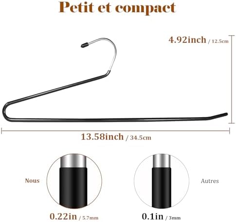 Open Ended Pants Hangers,30-Pack Clothes Hangers Space Saving, Non-Slip Black Metal Hangers, Space Saving Design for Jeans,Slacks,Scarf (Black)