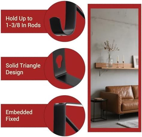 Closet Rod Brackets 11x9.5in, 10 Pack Closet Shelf Brackets, Black