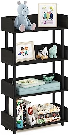 Furinno TURN-N-TUBE 4-Tier Display Shelf, Storage Shelves, Book Shelf, Open Shelves with Rounded Corner Top Edges, for O