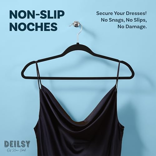 DEILSY™ Non-Velvet Black Plastic Hangers Slim Hangers 50 Pack for Closet