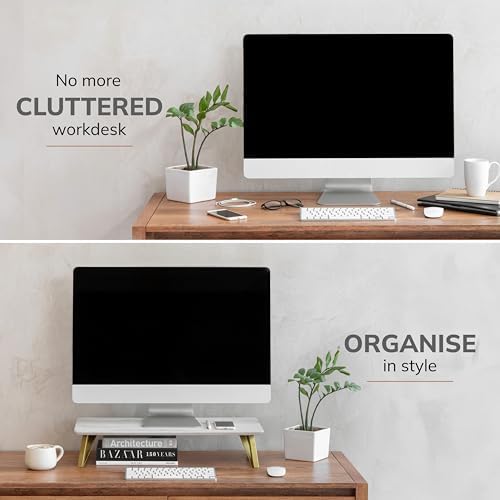 Anji Mountain Monitor Stand for Desk - Desktop Organizer & Laptop Riser, Ergonomic Monitor Riser, Space-Saving, Durable,