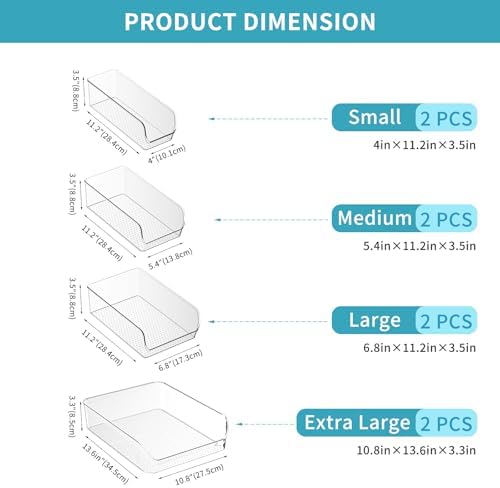 Ettori Clear Organizing Bins for Total Home Organization - Multi-Purpose Storage Solution for Pantry, Closet, Bathroom, 
