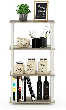 Furinno TURN-S-TUBE Storage Shelves, 4-Tier Book Shelf, Corner Shelf, Toolless Open Shelves, for Organization and Storag