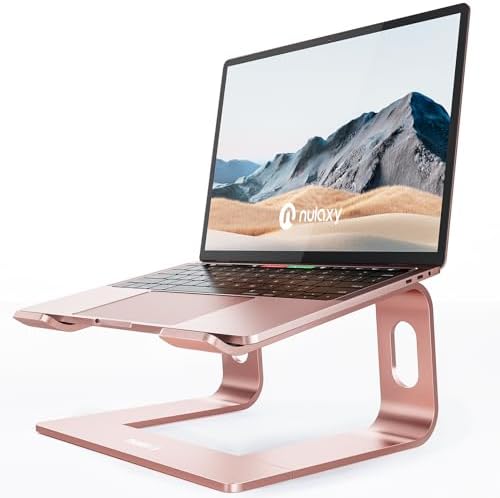 Nulaxy Full Aluminum Laptop Stand, Stable Support to 22 lbs, Rose Gold