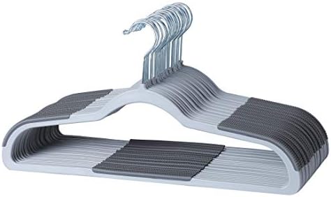 Finnhomy Heavy Duty 50 Pack Plastic Hangers, Clothes Hangers with New Generation Non-Slip Pads,Space Saving Easy Slide Organizer for Bedroom Closet, Great for Shirts, Pants, Gray