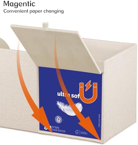PU Leather Tissue Box Cover Square with Drawer Storage and Tray on Top