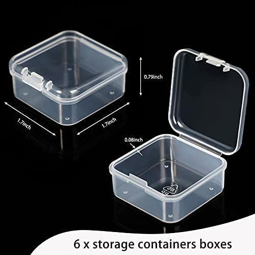 Jetec 6 Pieces Small Clear Plastic Storage Box, 1.7 x 1.7 x 0.8 Inch