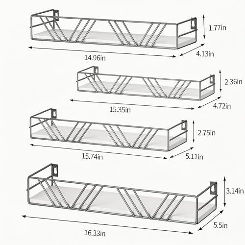 Amaoot Floating Shelves for Wall Set of 4, Wall Shelf Wood Floating Shelf