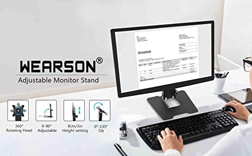 WEARSON Folding Monitor Stand - Height Adjustable Vesa Monitor Stand, Tilt, Rotation Free Standing Low Profile Desk Moun