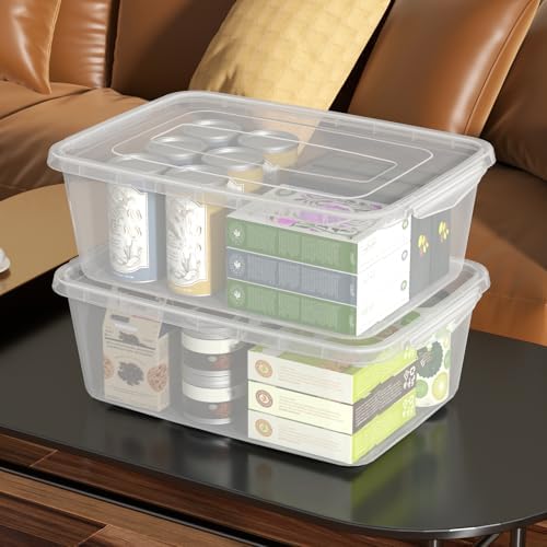 16 Quart Clear Plastic Latch Bin with Lid, 12 Packs Pizza Dough Box