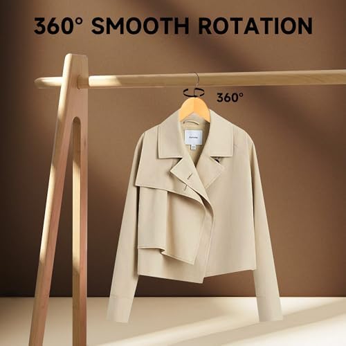 Wooden Top Hangers with 360° Swivel Hook, Natural Wood, 72-Pack