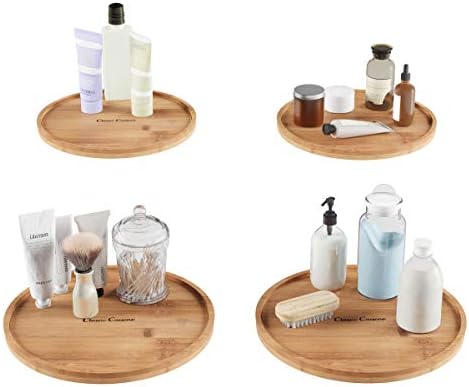 Lazy Susan - All-Natural Round Bamboo Single-Tier Turntable - 10-Inch Spinning Organizer for Kitchen, Pantry, and Vanity