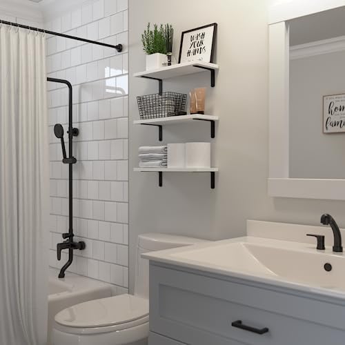 DOLLFIO Floating Wall Shelves, Decor & Storage, White, 16.5'', 3Pcs
