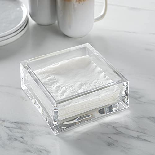 Huang Acrylic Clear Square Paper Napkin Holder | For Cocktails, Hosting, Picnics, Weddings, Parties | Long Lasting Premi