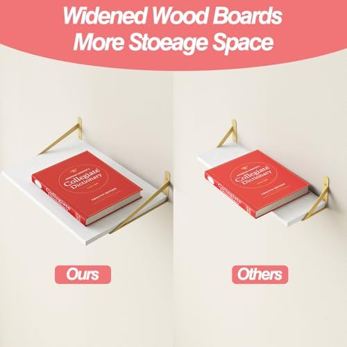 Fixwal 2pcs 11.8 in Deep Floating Shelves for Wall (White, 15.7" L)