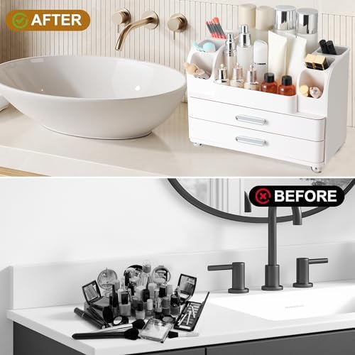 Large Makeup Organizer Countertop with Drawers, Make Up Organizer for Vanity, Makeup Storage Organizer Countertop Makeup