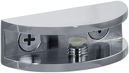 Dulles Glass Floating Shelf Brackets, Rounded Clamps Heavy Duty, Chrome, for Glass, Wood, Acrylic Wall Mounted Shelf Sup