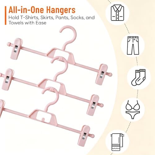 10 Pack Pants Hangers with Clips, Space Saving Skirt Hangers Organizer