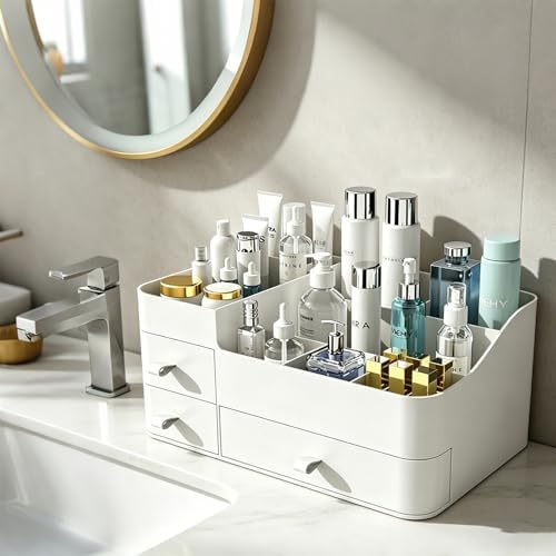 Makeup Organizer with 3 Drawers, Bathroom Counter Organizer.