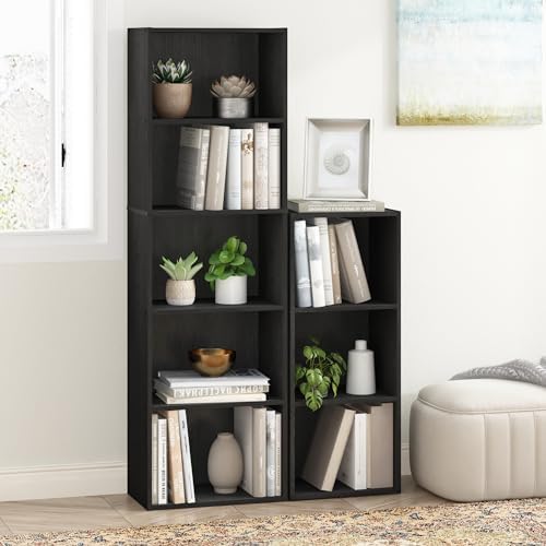 Furinno LUDER Book Shelf, 5-Tier Bookshelf, Bookcase with Open Shelves, 9.4 x 15.8 x 52, Easy Assembly, for Living Room,