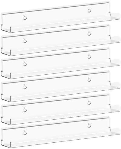 Lifewit Narrow Acrylic Floating Shelves for Vinyl Record 12", Clear 6 Pack