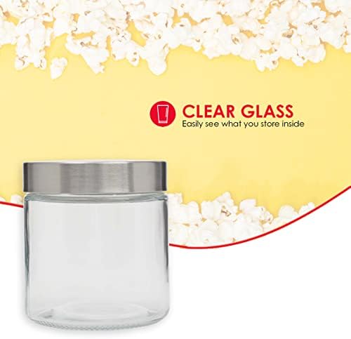 Small Canister for The Kitchen (Clear), Made of Glass with Stainless Steel Lid | by Home Basics | Contemporary Counterto