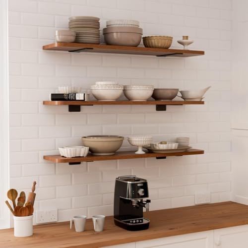 LEOPO 10 inch 12 Pack Floating Shelf Brackets, 1/5" Thick Hidden L Bracket
